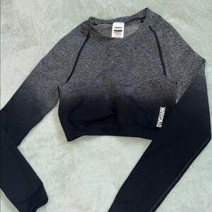 Gymshark Charcoal and Black Long Sleeve Crop Top